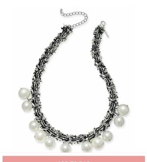 INC SILVER TONE FABRIC WEAVED PEARL NECKLACE MACYS‎
